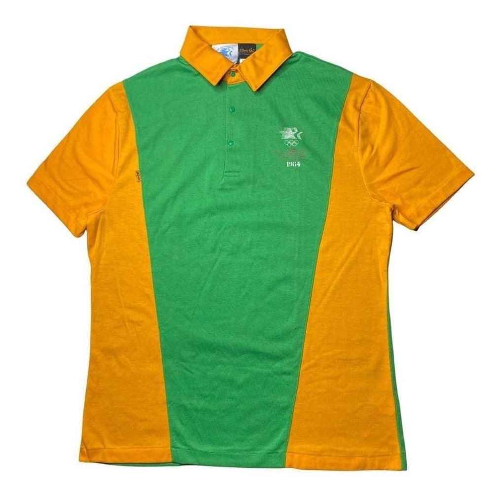 Vintage 80s LA 1984 Olympics x Levis green and yellow official polo shirt